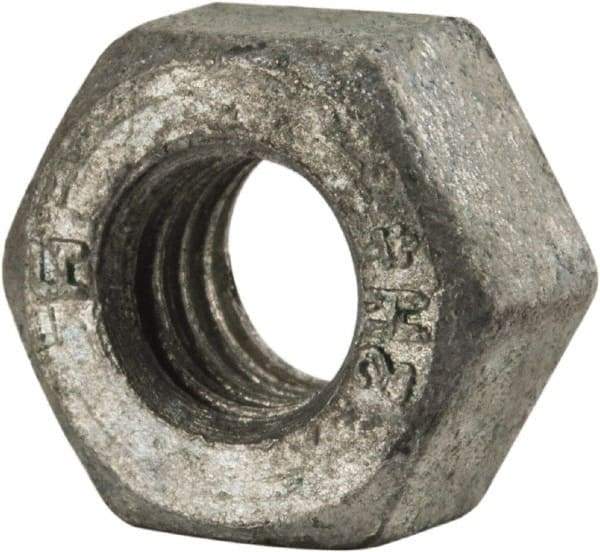 Value Collection - 5/16-18 UNC Steel Right Hand Heavy Hex Nut - 9/16" Across Flats, 19/64" High, Galvanized Finish - Eagle Tool & Supply