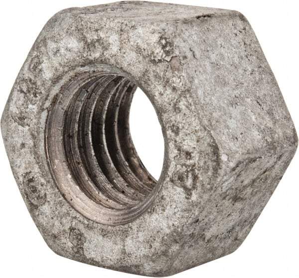 Value Collection - 9/16-12 UNC Steel Right Hand Heavy Hex Nut - 15/16" Across Flats, 35/64" High, Galvanized Finish - Eagle Tool & Supply