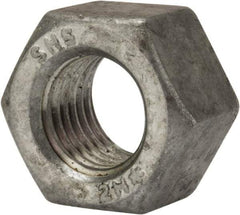 Value Collection - 7/8-9 UNC Steel Right Hand Heavy Hex Nut - 1-7/16" Across Flats, 55/64" High, Galvanized Finish - Eagle Tool & Supply