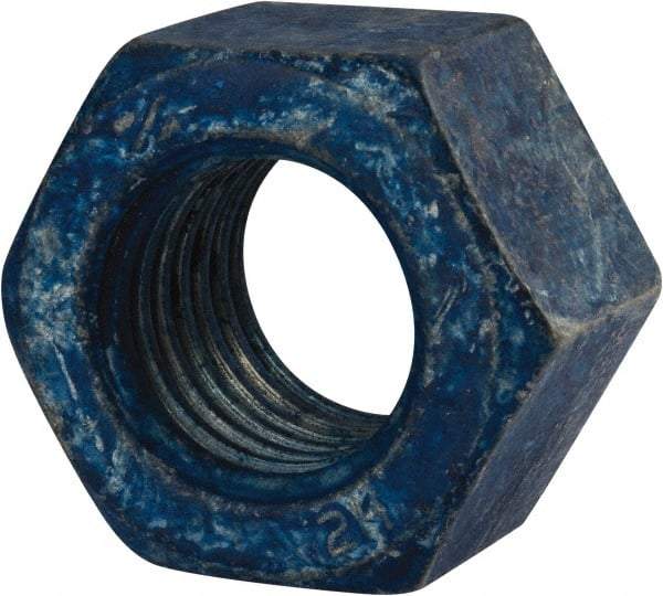 Value Collection - 1-1/8 - 7 UNC Steel Right Hand Heavy Hex Nut - 1-13/16" Across Flats, 1-7/64" High, Galvanized Finish - Eagle Tool & Supply