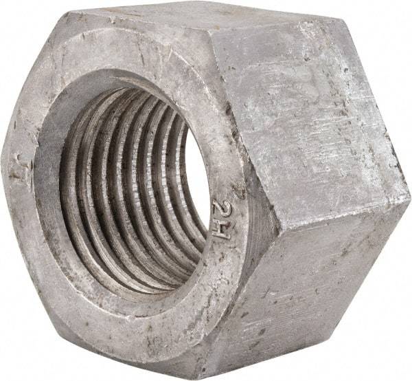 Value Collection - 2-1/2 - 4 UNC Steel Right Hand Heavy Hex Nut - 3-7/8" Across Flats, 2-29/64" High, Hot Dipped Galvanized Finish - Eagle Tool & Supply