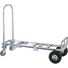 Wesco Industrial Products - 1,200 Lb Capacity 61-3/4" OAH Hand Truck - 18 x 7-1/2" Base Plate, Continuous Handle, Aluminum, Full Pneumatic Wheels - Eagle Tool & Supply