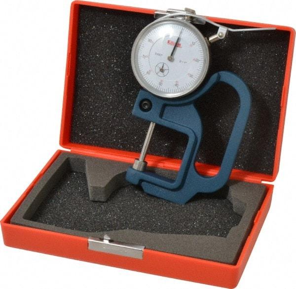 SPI - 0 to 1 Inch Measurement, 0.001 Inch Graduation, 1-1/8 Inch Throat Depth, Dial Thickness Gage - 2-1/4 Inch Dial Diameter - Eagle Tool & Supply