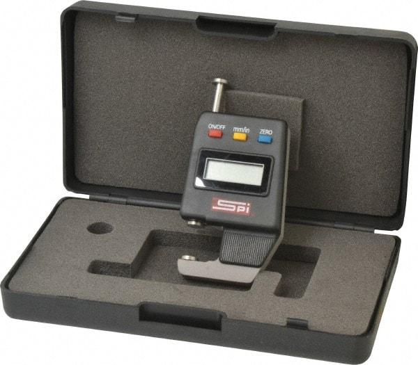 SPI - 0mm to 15mm Measurement, 0.01mm Resolution Electronic Thickness Gage - Accurate up to 0.0002" - Eagle Tool & Supply