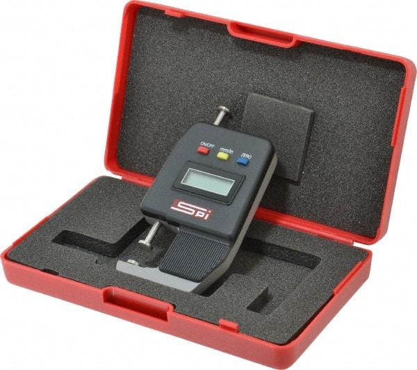 SPI - 0mm to 25mm Measurement, 0.01mm Resolution Electronic Thickness Gage - Accurate up to 0.0002" - Eagle Tool & Supply
