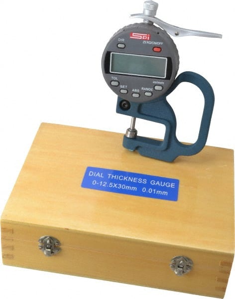 SPI - 0 to 0.5 Inch Measurement, 0.0005 Inch Resolution Electronic Thickness Gage - Eagle Tool & Supply