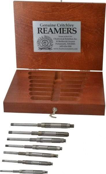 Made in USA - #110 to #104 Diam, 1/4 to 15/32" Variable Diam, Straight Shank, Adjustable Hand Reamer Set - High Speed Steel, Bright Finish, 7 Pieces - Eagle Tool & Supply