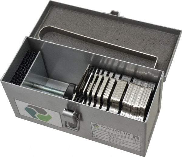 Made in USA - 90 Piece, 0.001 to 0.125 Inch Thickness, Stainless Steel Slotted Shim Assortment - 3 Inch Long x 3 Inch Wide, 7/8 Inch Wide Slot - Eagle Tool & Supply