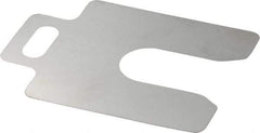 Made in USA - 20 Piece, 2 Inch Long x 2 Inch Wide x 0.003 Inch Thick, Slotted Shim Stock - Stainless Steel, 5/8 Inch Wide Slot - Eagle Tool & Supply