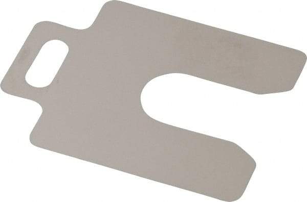 Made in USA - 20 Piece, 2 Inch Long x 2 Inch Wide x 0.004 Inch Thick, Slotted Shim Stock - Stainless Steel, 5/8 Inch Wide Slot - Eagle Tool & Supply