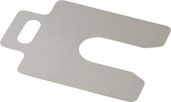 Made in USA - 20 Piece, 2 Inch Long x 2 Inch Wide x 0.006 Inch Thick, Slotted Shim Stock - Stainless Steel, 5/8 Inch Wide Slot - Eagle Tool & Supply