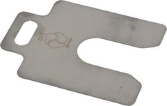 Made in USA - 20 Piece, 2 Inch Long x 2 Inch Wide x 0.015 Inch Thick, Slotted Shim Stock - Stainless Steel, 5/8 Inch Wide Slot - Eagle Tool & Supply