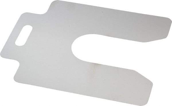 Made in USA - 20 Piece, 4 Inch Long x 4 Inch Wide x 0.002 Inch Thick, Slotted Shim Stock - Stainless Steel, 1-1/4 Inch Wide Slot - Eagle Tool & Supply