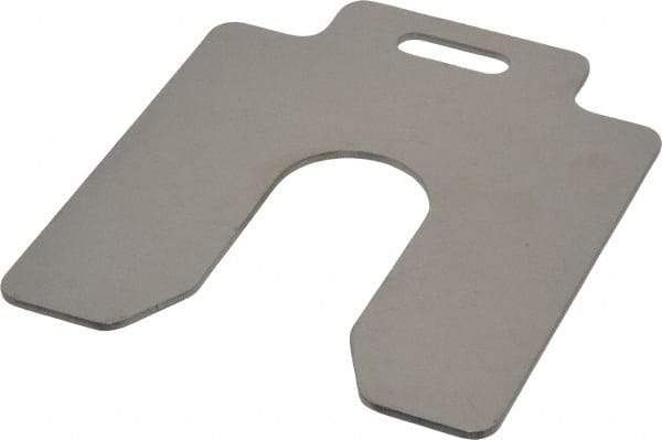 Made in USA - 10 Piece, 4 Inch Long x 4 Inch Wide x 0.075 Inch Thick, Slotted Shim Stock - Stainless Steel, 1-1/4 Inch Wide Slot - Eagle Tool & Supply