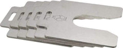 Made in USA - 5 Piece, 4 Inch Long x 4 Inch Wide x 0.1 Inch Thick, Slotted Shim Stock - Stainless Steel, 1-1/4 Inch Wide Slot - Eagle Tool & Supply