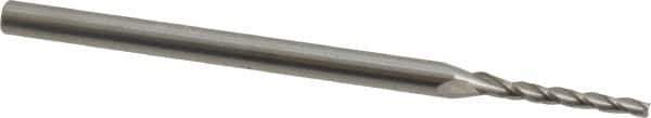 Accupro - 0.5° Taper Angle per Side, 1/16" Small End Diam, 1/2" LOC, Solid Carbide 3 Flute Tapered Square End Mill - 2-1/2" OAL, 1/8" Shank Diam, Spiral Flute - Eagle Tool & Supply