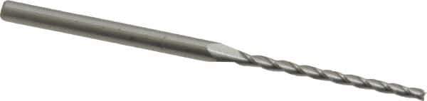 Accupro - 0.5° Taper Angle per Side, 1/16" Small End Diam, 1" LOC, Solid Carbide 3 Flute Tapered Square End Mill - 2-1/4" OAL, 1/8" Shank Diam - Eagle Tool & Supply