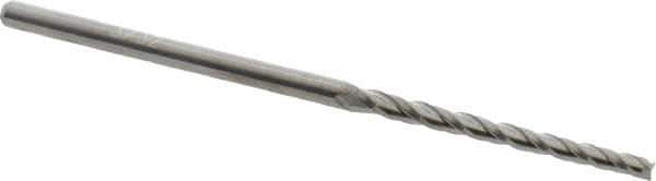 Accupro - 0.5° Taper Angle per Side, 3/32" Small End Diam, 1-1/4" LOC, Solid Carbide 3 Flute Tapered Square End Mill - 3" OAL, 1/8" Shank Diam - Eagle Tool & Supply