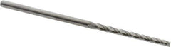 Accupro - 0.5° Taper Angle per Side, 3/32" Small End Diam, 1-1/4" LOC, Solid Carbide 3 Flute Tapered Square End Mill - 3" OAL, 1/8" Shank Diam - Eagle Tool & Supply