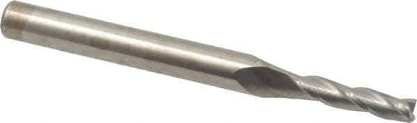 Accupro - 0.5° Taper Angle per Side, 1/8" Small End Diam, 1/2" LOC, Solid Carbide 3 Flute Tapered Square End Mill - 2" OAL, 3/16" Shank Diam - Eagle Tool & Supply