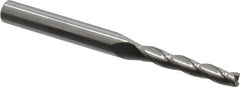 Accupro - 0.5° Taper Angle per Side, 1/8" Small End Diam, 3/4" LOC, Solid Carbide 3 Flute Tapered Square End Mill - 2-1/2" OAL, 1/4" Shank Diam, Spiral Flute - Eagle Tool & Supply