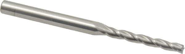 Accupro - 0.5° Taper Angle per Side, 1/8" Small End Diam, 1" LOC, Solid Carbide 3 Flute Tapered Square End Mill - 2-1/2" OAL, 3/16" Shank Diam - Eagle Tool & Supply