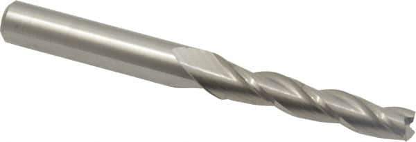 Accupro - 0.5° Taper Angle per Side, 1/4" Small End Diam, 1-1/4" LOC, Solid Carbide 3 Flute Tapered Square End Mill - 3" OAL, 3/8" Shank Diam, Spiral Flute - Eagle Tool & Supply