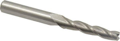 Accupro - 0.5° Taper Angle per Side, 1/4" Small End Diam, 1-1/4" LOC, Solid Carbide 3 Flute Tapered Square End Mill - 3" OAL, 3/8" Shank Diam, Spiral Flute - Eagle Tool & Supply