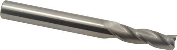 Accupro - 0.5° Taper Angle per Side, 3/8" Small End Diam, 1-1/4" LOC, Solid Carbide 3 Flute Tapered Square End Mill - 3-1/2" OAL, 1/2" Shank Diam, Spiral Flute - Eagle Tool & Supply