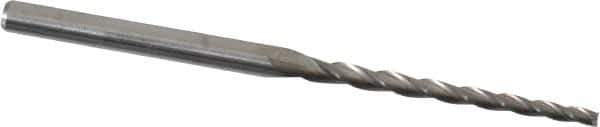 Accupro - 1° Taper Angle per Side, 1/16" Small End Diam, 1" LOC, Solid Carbide 3 Flute Tapered Square End Mill - 2-1/4" OAL, 1/8" Shank Diam - Eagle Tool & Supply