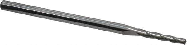 Accupro - 1° Taper Angle per Side, 5/64" Small End Diam, 1/2" LOC, Solid Carbide 3 Flute Tapered Square End Mill - 2-1/4" OAL, 1/8" Shank Diam - Eagle Tool & Supply