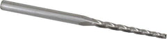 Accupro - 1° Taper Angle per Side, 3/32" Small End Diam, 1-1/4" LOC, Solid Carbide 3 Flute Tapered Square End Mill - 3" OAL, 1/4" Shank Diam, Spiral Flute - Eagle Tool & Supply