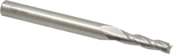 Accupro - 1° Taper Angle per Side, 1/8" Small End Diam, 1/2" LOC, Solid Carbide 3 Flute Tapered Square End Mill - 2" OAL, 1/4" Shank Diam, Spiral Flute - Eagle Tool & Supply