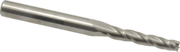 Accupro - 1° Taper Angle per Side, 1/8" Small End Diam, 3/4" LOC, Solid Carbide 3 Flute Tapered Square End Mill - 2-1/2" OAL, 1/4" Shank Diam, Spiral Flute - Eagle Tool & Supply