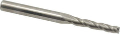 Accupro - 1° Taper Angle per Side, 1/8" Small End Diam, 3/4" LOC, Solid Carbide 3 Flute Tapered Square End Mill - 2-1/2" OAL, 1/4" Shank Diam, Spiral Flute - Eagle Tool & Supply
