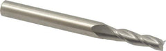 Accupro - 1° Taper Angle per Side, 3/16" Small End Diam, 3/4" LOC, Solid Carbide 3 Flute Tapered Square End Mill - 3-1/2" OAL, 1/4" Shank Diam, Spiral Flute - Eagle Tool & Supply