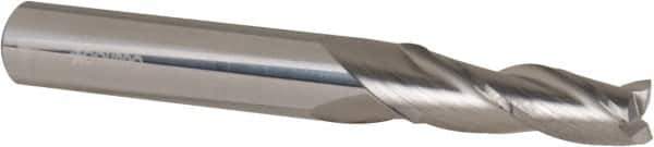 Accupro - 1° Taper Angle per Side, 1/4" Small End Diam, 3/4" LOC, Solid Carbide 3 Flute Tapered Square End Mill - 2-1/2" OAL, 5/16" Shank Diam, Spiral Flute - Eagle Tool & Supply