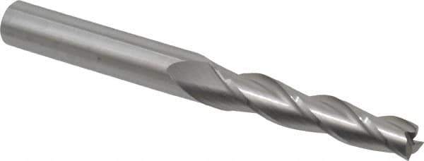 Accupro - 1° Taper Angle per Side, 1/4" Small End Diam, 1-1/4" LOC, Solid Carbide 3 Flute Tapered Square End Mill - 3" OAL, 3/8" Shank Diam, Spiral Flute - Eagle Tool & Supply
