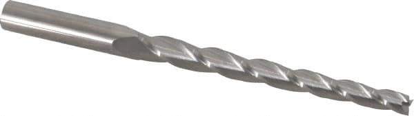 Accupro - 1° Taper Angle per Side, 1/4" Small End Diam, 3-1/4" LOC, Solid Carbide 3 Flute Tapered Square End Mill - 5" OAL, 1/2" Shank Diam, Spiral Flute - Eagle Tool & Supply