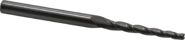 Accupro - 1.5° Taper Angle per Side, 3/32" Small End Diam, 1" LOC, Solid Carbide 3 Flute Tapered Square End Mill - 2-1/2" OAL, 3/16" Shank Diam - Eagle Tool & Supply