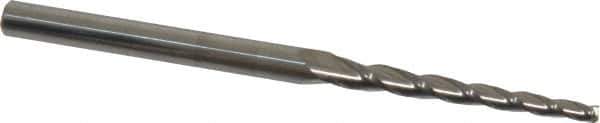 Accupro - 1.5° Taper Angle per Side, 3/32" Small End Diam, 1-1/4" LOC, Solid Carbide 3 Flute Tapered Square End Mill - 3" OAL, 3/16" Shank Diam - Eagle Tool & Supply