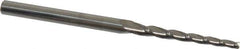Accupro - 1.5° Taper Angle per Side, 3/32" Small End Diam, 1-1/4" LOC, Solid Carbide 3 Flute Tapered Square End Mill - 3" OAL, 3/16" Shank Diam - Eagle Tool & Supply