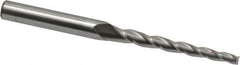 Accupro - 1.5° Taper Angle per Side, 1/8" Small End Diam, 1-1/2" LOC, Solid Carbide 3 Flute Tapered Square End Mill - 3" OAL, 1/4" Shank Diam - Eagle Tool & Supply