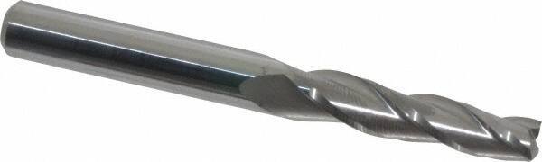 Accupro - 1.5° Taper Angle per Side, 1/4" Small End Diam, 1-1/4" LOC, Solid Carbide 3 Flute Tapered Square End Mill - 3" OAL, 5/16" Shank Diam - Eagle Tool & Supply