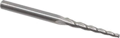 Accupro - 2° Taper Angle per Side, 5/64" Small End Diam, 1" LOC, Solid Carbide 3 Flute Tapered Square End Mill - 2-1/2" OAL, 3/16" Shank Diam - Eagle Tool & Supply