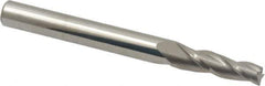 Accupro - 2° Taper Angle per Side, 3/16" Small End Diam, 3/4" LOC, Solid Carbide 3 Flute Tapered Square End Mill - 2-1/2" OAL, 1/4" Shank Diam, Spiral Flute - Eagle Tool & Supply