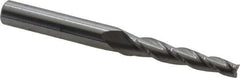 Accupro - 2° Taper Angle per Side, 3/16" Small End Diam, 1-1/4" LOC, Solid Carbide 3 Flute Tapered Square End Mill - 3" OAL, 3/8" Shank Diam, Spiral Flute - Eagle Tool & Supply