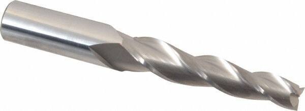 Accupro - 2° Taper Angle per Side, 3/8" Small End Diam, 2-1/4" LOC, Solid Carbide 3 Flute Tapered Square End Mill - 4" OAL, 9/16" Shank Diam - Eagle Tool & Supply