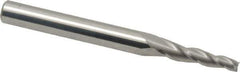 Accupro - 3° Taper Angle per Side, 1/8" Small End Diam, 3/4" LOC, Solid Carbide 3 Flute Tapered Square End Mill - 2-1/2" OAL, 1/4" Shank Diam - Eagle Tool & Supply
