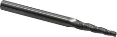 Accupro - 3° Taper Angle per Side, 1/8" Small End Diam, 1" LOC, Solid Carbide 3 Flute Tapered Square End Mill - 3" OAL, 1/4" Shank Diam, Spiral Flute - Eagle Tool & Supply